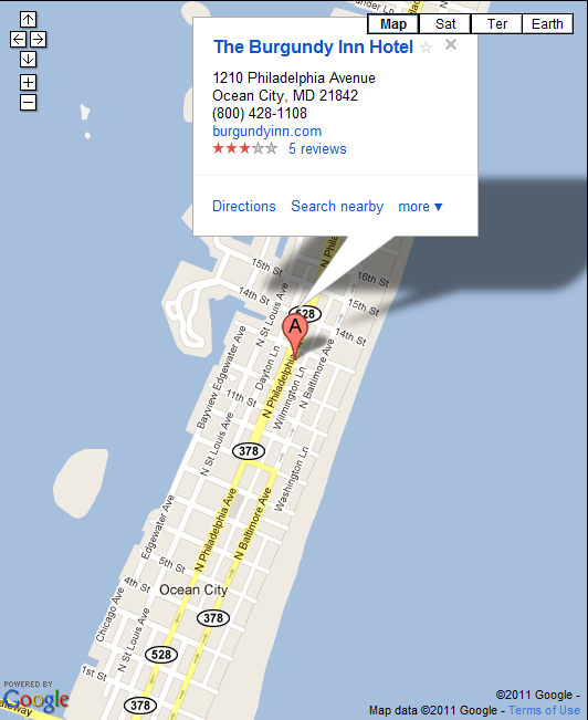 Map of location of Burgundy Inn in Ocean City MD